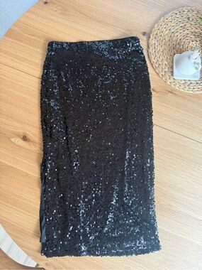 Simons Black Sequin Pencil Skirt